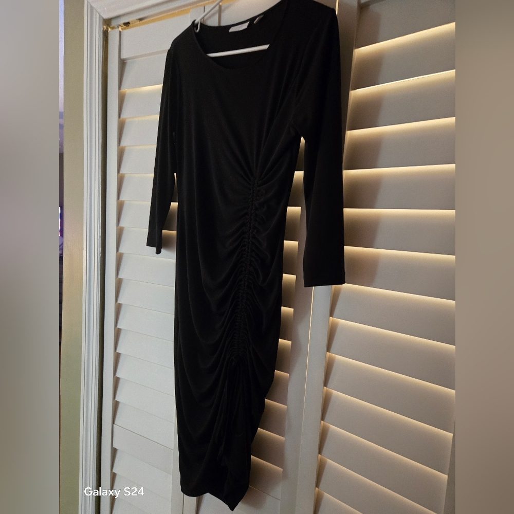 Elegant Black Ruched Dress By NewYork&Co  Sz XS Great Cond
